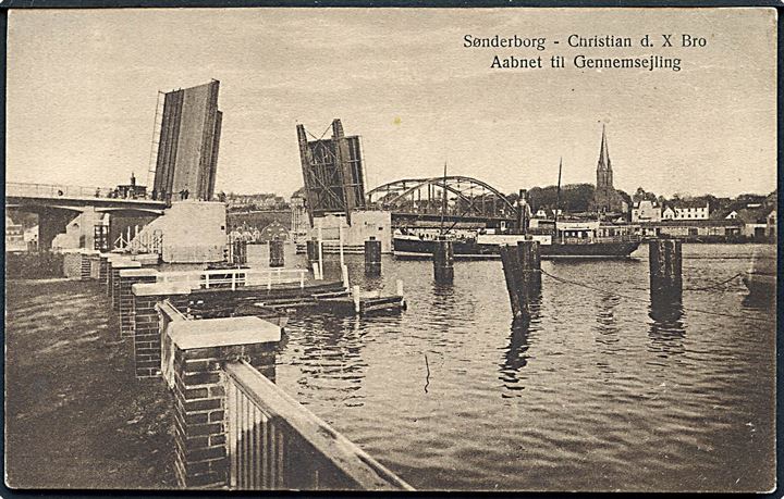 Sønderborg. Christian d. X Bro. Aabnet til gennemsejling. Forlag Chr. Qvist no. 79. 