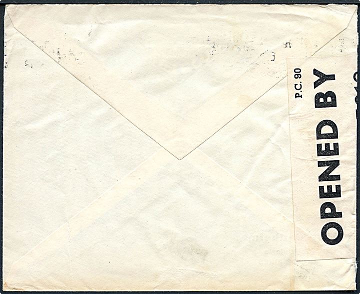 20 c. på brev fra Buenos Aires d. 4.6.1942 til St. Gallen, Schweiz. Påskrevet via Nueva York og åbnet af britisk censur PC90/5013 sm formodentlig er benyttet på Trinidad.