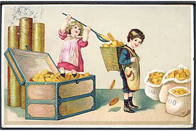 Børn fylder sække med guldmønter. HWB , serie 2942. (Anvendt 31.12.13).  