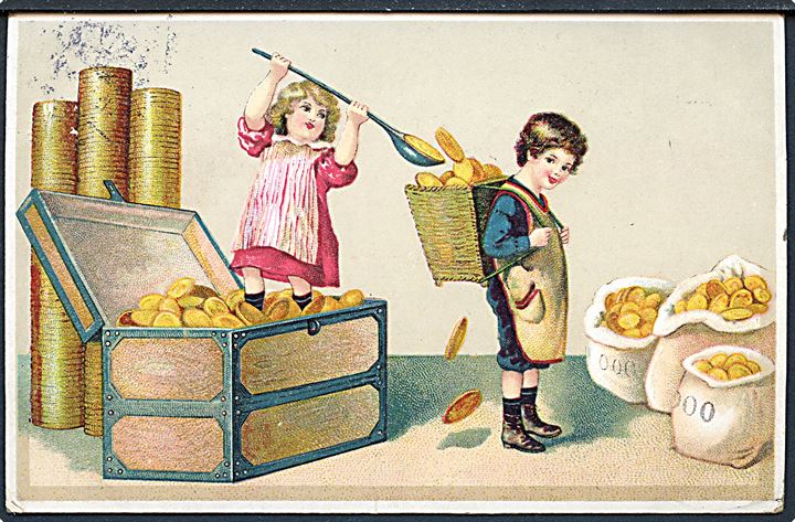 Børn fylder sække med guldmønter. HWB , serie 2942. (Anvendt 31.12.13).  