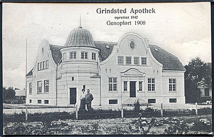 Grindsted Apothek. Oprettet 1842. Genopført 1908. P. Hansen u/no. 