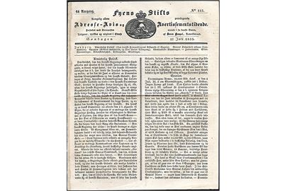 Fyens Stifts Adresse-Avis og Avertissementstidende 12.7.1835. 4 sider.