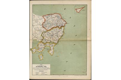 Randers Amt østlige del. Flerfarve landkort 22x28½ cm fra Trap Danmark 2. udg. (1872-1879). 