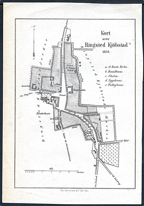 Kort over Ringsted Kjöbstad 1858. 