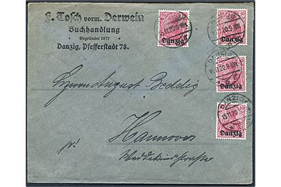 10 pfg. Germania Danzig Provisorium (4) på brev fra Danzig d. 15.11.1920 til Hannover, Tyskland.