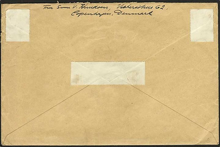 15 øre Karavel (6) på stort brev fra København 21 d. 17.11.1938 til Boston, USA. Påskrevet: pr. S/S Europa via Cherbourg.