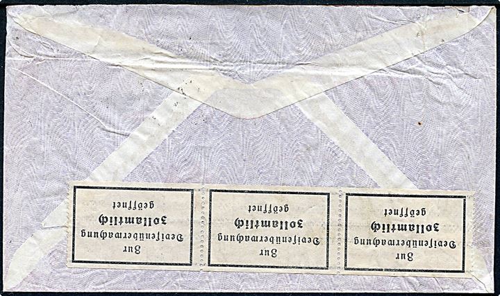 15 cents Buchanan (2) på luftpostbrev fra New York d. 24.11.1939 til Hamburg, Tyskland. Påskrevet by Clipper via Lisbon - Rome. Åbnet af tysk toldkontrol.