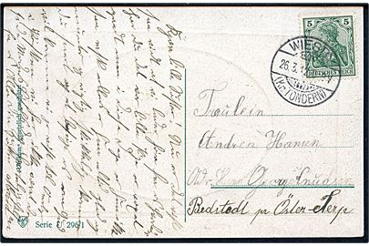 5 pfg. Germania på brevkort stemplet Wiesby (Kr. Tondern) d. 26.3.1912 til Øster-Terp.