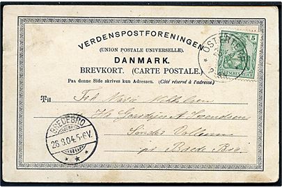 5 pfg. Germania på brevkort annulleret med enrigssstempel Osterterp d. 25.8.1904 til Bredebro.