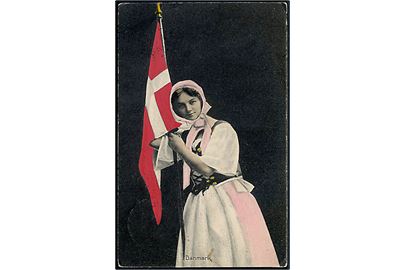 Danmark. Pige med det danske flag. Stenders no. 12789. 
