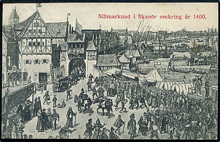 Sverige. Sillmarknad i Skanör omkring år 1400. Karl Ekberg u/no. 