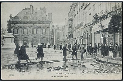 Paris, Quai Voltaire under oversvømmelse d. 29.1.1910. U/no.