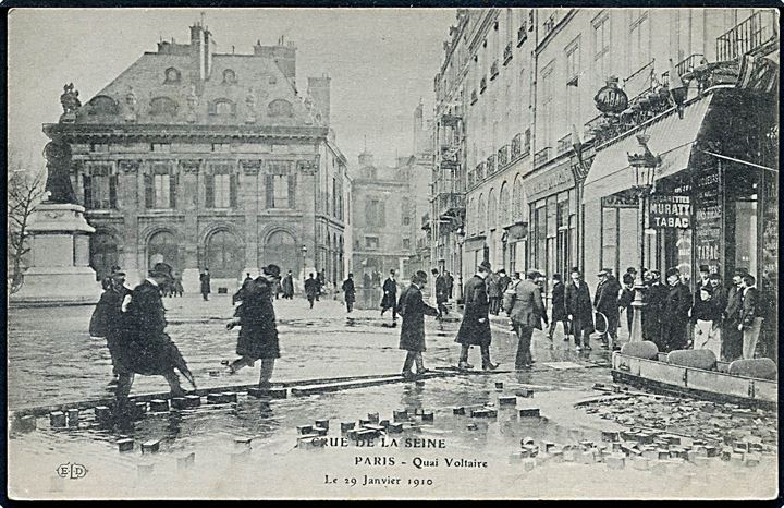 Paris, Quai Voltaire under oversvømmelse d. 29.1.1910. U/no.