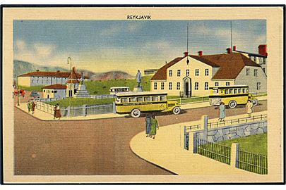 Reykjavik med omnibusser. S. Gudm. no. 5340.