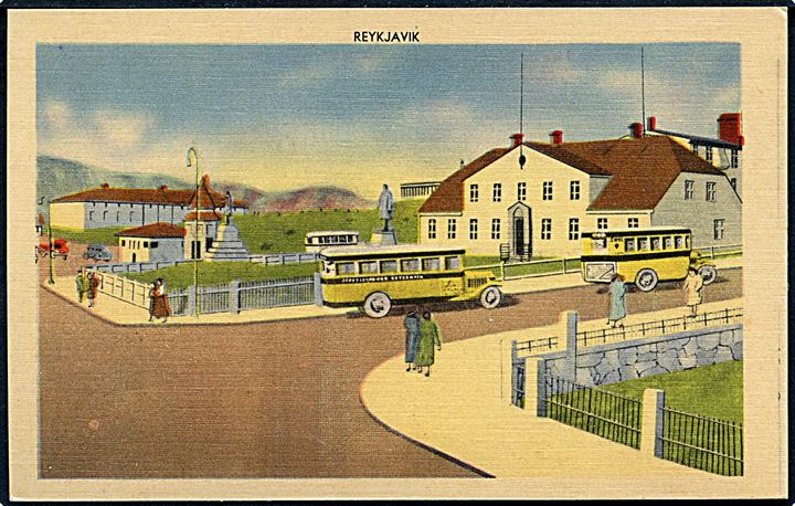 Reykjavik med omnibusser. S. Gudm. no. 5340.