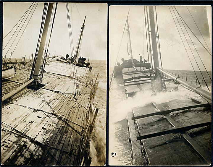 Poseidon, S/S, tre fotokort. Iflg. tidligere ejer af dampskibet Poseidon, hvilke ikke kan bekræftes. 