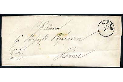 1861. Ufrankeret tjenestebrev mærket K.T.m.A. med antiqua Nexø d. 15.7.1861 til Byfoged Björnsen i Rønne. Fuldt indhold.