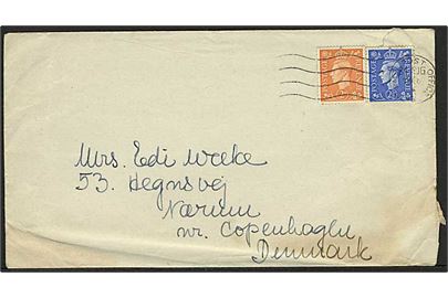 Engelsk 2d og 2½d George VI på feltpostbrev stemplet Army Post Office 432 (= Hamburg) d. 31.8.1946 fra dansk censor ved 3rd District Censorship Station til Nærum pr. København.