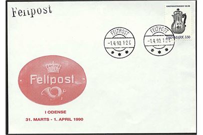 3,50 kr. Kunstindustrimuseet på udstillingskuvert annulleret med brotype IIb stempel Feltpost d. 1.4.1990.