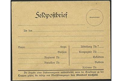 Ubrugt tysk feltpostkuvert fra 1. verdenskrig.