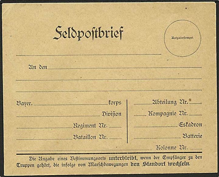 Ubrugt tysk feltpostkuvert fra 1. verdenskrig.