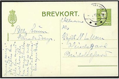 15 øre Chr. X helsagsbrevkort (fabr. 147) fra Knabstrup d. x.9.1943 til interneret officer på Hindsgavl, Middelfart. Sjældent interneringssted.