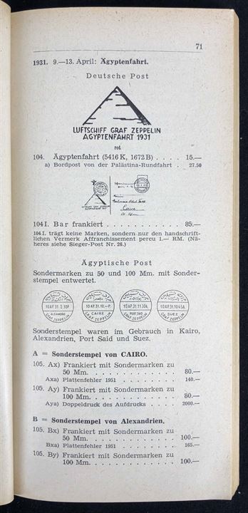 Zeppelin post katalog, Sieger 18. udg. 1963. 266 sider illustreret med stempler, flyvninger og særlige zeppelin udgaver. 