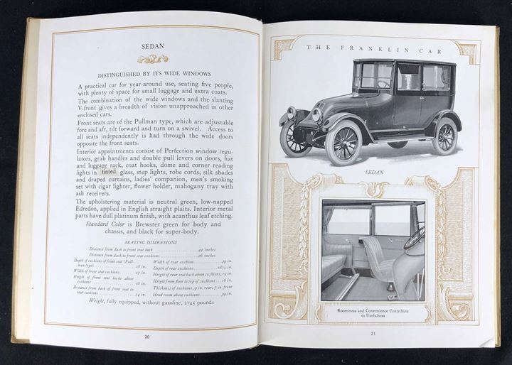 The Franklin Car, illustreret automobil reklame fra Franklin Automobile Company maj 1918. 80 sider med flotte illustrationer.