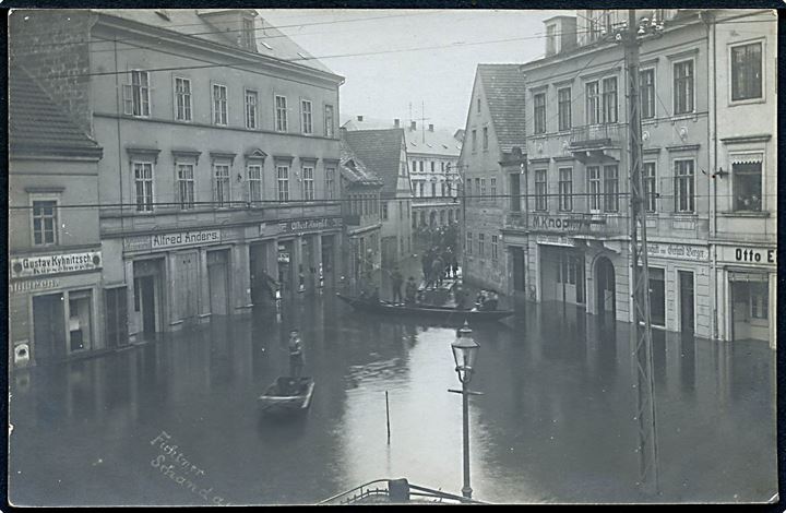 Elbens oversvømmelse af Schandau, Tyskland 1920. Fotokort u/no.