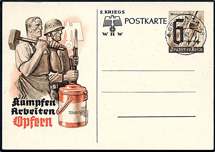 6+4 pfg. illustreret propaganda helsagsbrevkort stemplet i Berlin d. 5.11.1940. Uadresseret.