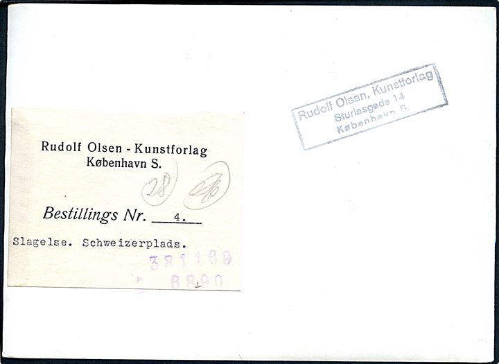 Slagelse, Schweizerplads. Fotografi 13x18 cm. Forlæg til fremstilling af postkort fra Rudolf Olsens forlag. 