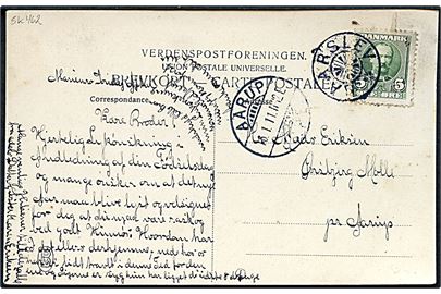 5 øre Fr. VIII på brevkort (Elvedgaard) annulleret med stjernestempel HAARSLEV og sidestemplet Aarup JB.P.E. d. 16.1.1911 til Aarup.