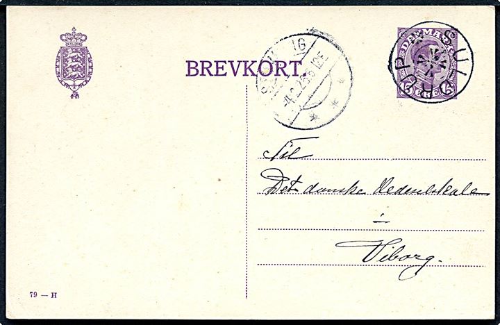 15 øre Chr. X helsagsbrevkort (fabr. 79-H) annulleret med stjernestempel SULDRUP og sidestemplet Støvring d. 4.2.1926 til Viborg.