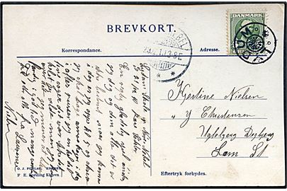 5 øre Fr. VIII på brevkort annulleret med stjernestempel LYDUM og sidestemplet Nørre-Nebel d. 23.12.1910 til Lem St.