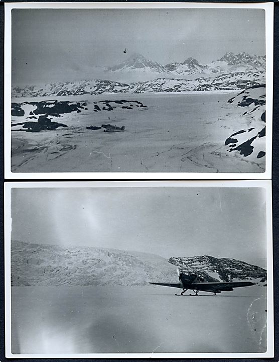 British Arctic Air Route Expedition. Det svenske redningsfly Junkers F13 SE-ACK med trafikflyver Albin Ahrenberg under flyvningen til Grønland for at undsætte Augustine Courtauld på indlandsisen. Foto 9½x14½ cm.