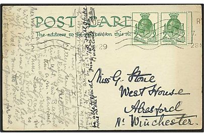 ½d UPU Congress i parstykke på brevkort fra Ryde d. 2.5.1929 til Abasford.