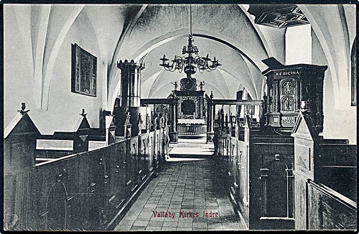 Valløby Kirkes indre. Warburgs Kunstforlag no. 6057. 