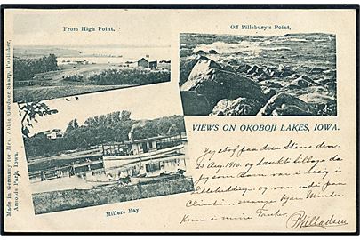 Views on Okoboji Lakes, Iowa. Mrs. Abbie Gardner Sharp u/no. 