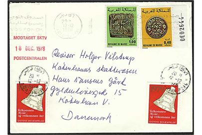 Marokko 1,40, samt Gigtens Bekæmpelse 1979 mærkat på brev fra Agadir d. 12.12.1978 til København, Danmark.