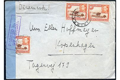 10 cents George VI (3) på brev fra Iringa, Tanganyika Territory d. 21.12.1939 til København, Danmark. Åbnet af lokal censur no. 19.