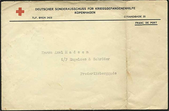 Ufrankeret fortrykt krigsfange-kuvert med indhold fra Deutscher Sonderausschuss für Kriegsgefangenenhilfe sendt lokalt i København d. 11.1.1917