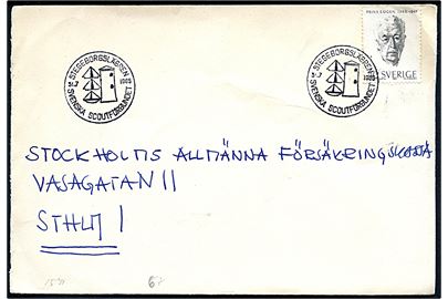 40 öre Prins Eugen på brev annulleret med spejder stempel Stegeborgslägren Svenska Scoutförbundet d. 31.7.1965 til Stockholm.
