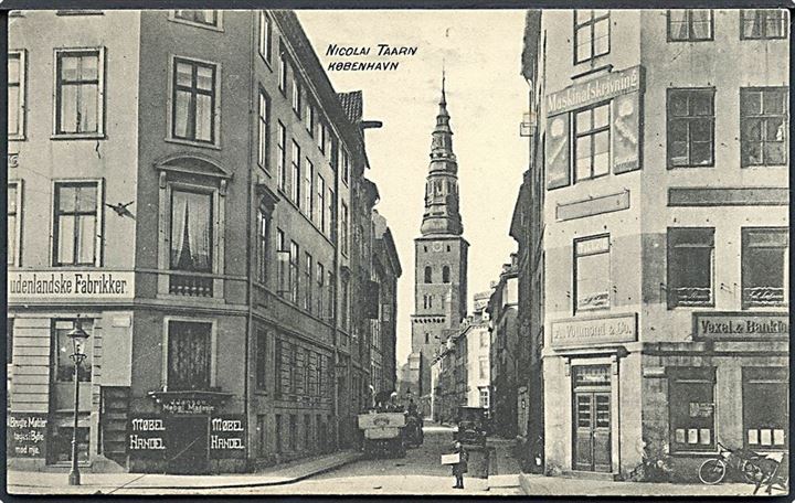 Købh., Lille Kirkestræde med Nikolai Kirke. D.L.C. no. 983.