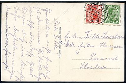 5 øre og 10 øre Chr. X på brevkort (Partier fra Gram) annulleret med brotype IIb Øster Lindet d. 5.9.1920 til Haslev.