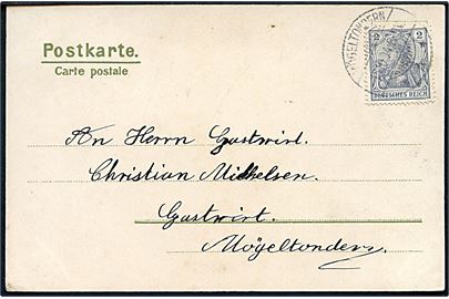 3 pfg. Germania på lokalt brevkort stemplet Mögeltondern d. 15.10.1904.