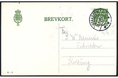10 øre helsagsbrevkort (fabr. 89-H) annulleret brotype IIb Graasten sn1 d. 30.8.1928 til Kolding.