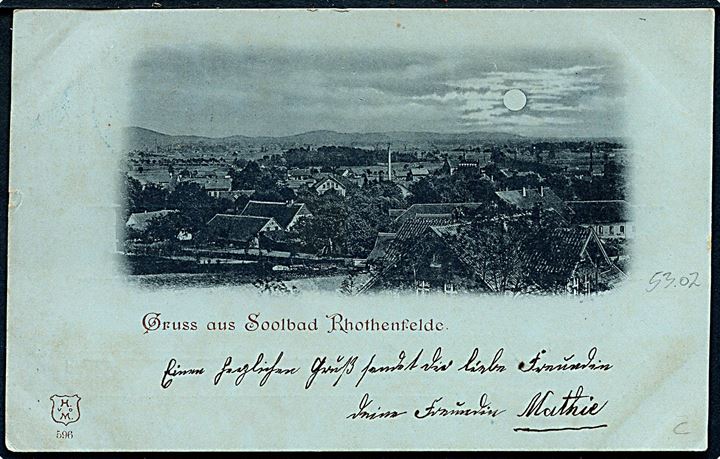 5 pfg. Germanis på brevkort (Gruss aus Soolbad Rhotenfelde) stemplet Gjenner d. 7.9.1903 til Tondern.