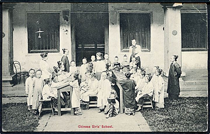 3 c. Edward VII med perfin E.A.C. (Østasiatisk Kompagni) på brevkort (Chinese Girls' School) fra Singapore d. 3.12.1906 til Kjøbenhavn, Danmark.