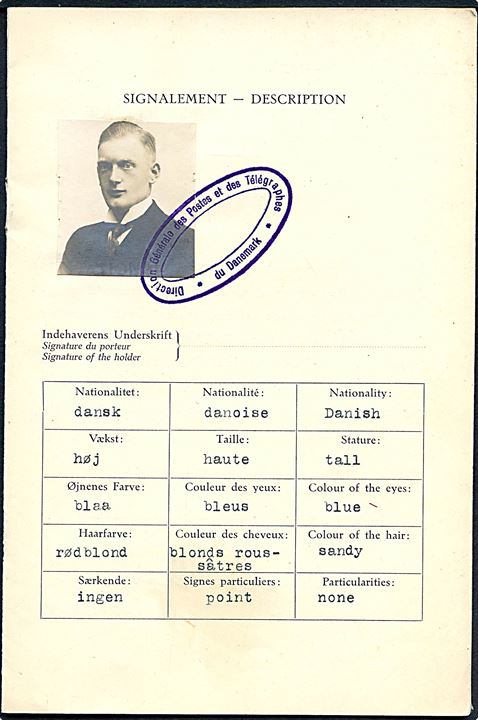 Radioekspedientcertifikat med foto fra Ministeriet for Offentlige Arbejder udstedt d. 25.10.1933. Sjælden.