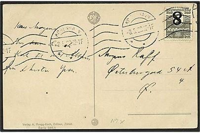 8/3 øre Provisorium med variant MA sammenhængende på lokalt brevkort i København d. 3.5.1922.